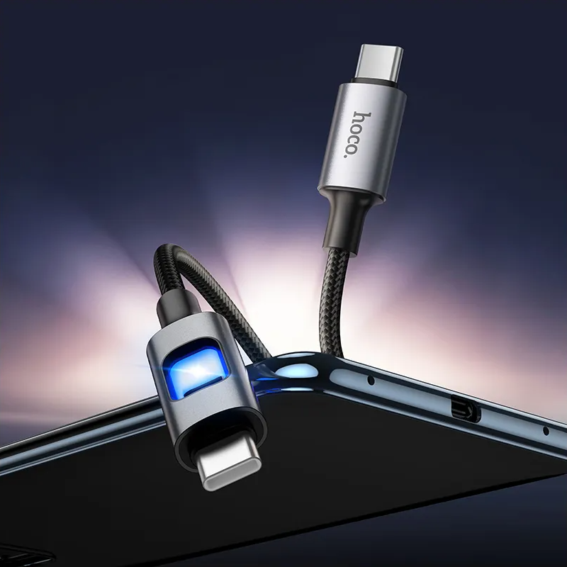 Cavo Dati e Ricarica USB-C - USB-C HOCO U144 Led, 60W, 1,2m, Nero