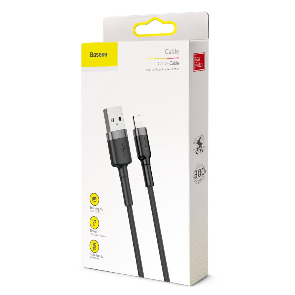 Cavo Dati e Ricarica USB-A - Lightning Baseus Cafule, 18W, 3m, Grigio CALKLF-RG1