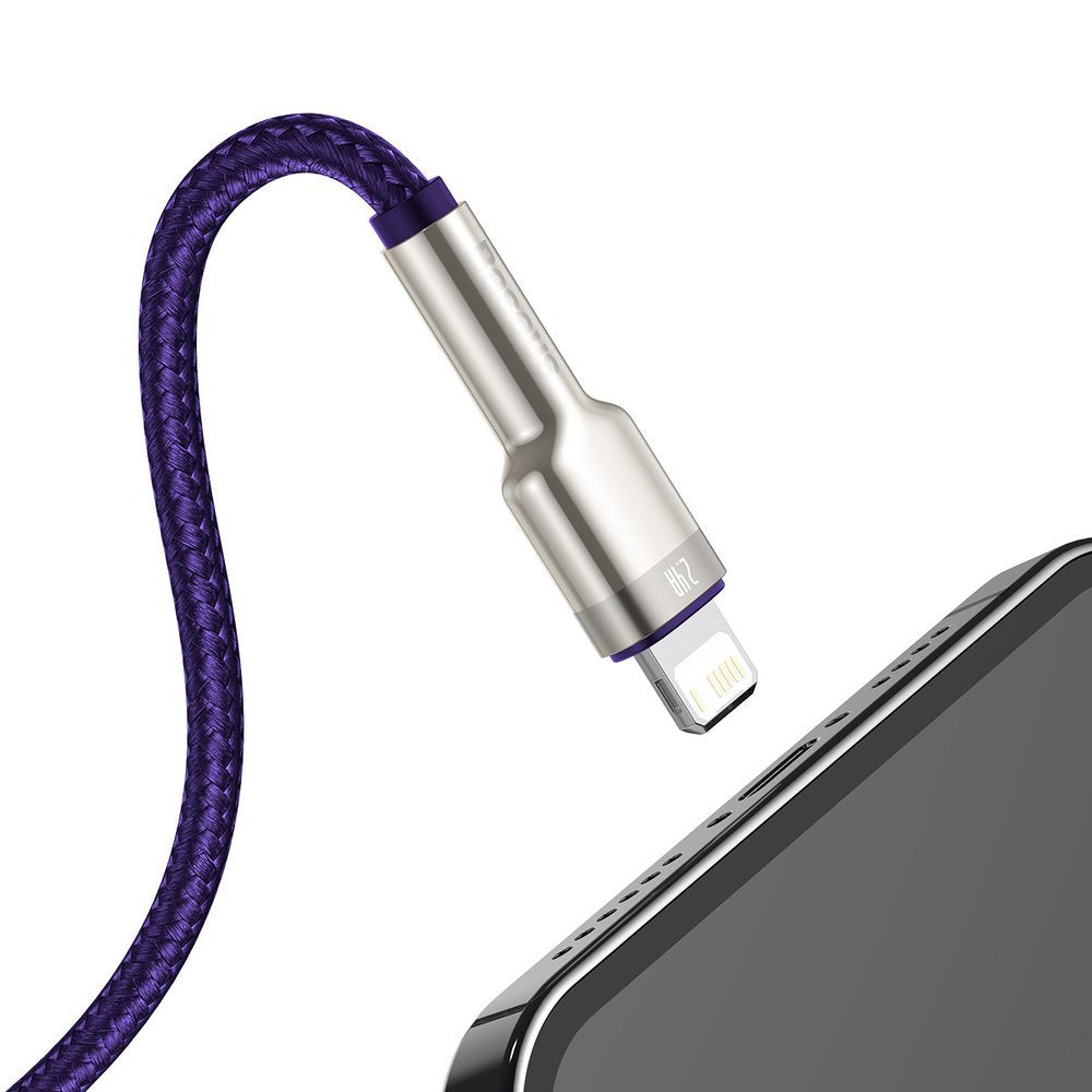 Cavo Dati e Ricarica USB-A - Lightning Baseus Cafule Metal Series, 18W, 2m, Viola CALJK-B05