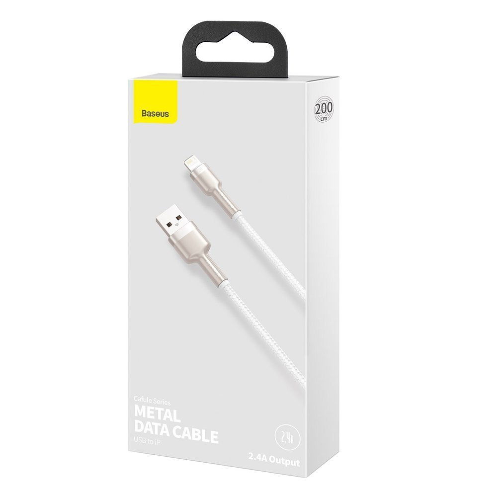 Cavo Dati e Ricarica USB-A - Lightning Baseus Cafule Metal Series, 18W, 2m, Bianco CALJK-B02