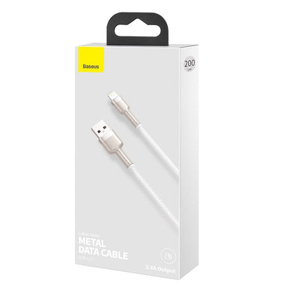 Cavo Dati e Ricarica USB-A - Lightning Baseus Cafule Metal Series, 18W, 2m, Bianco CALJK-B02