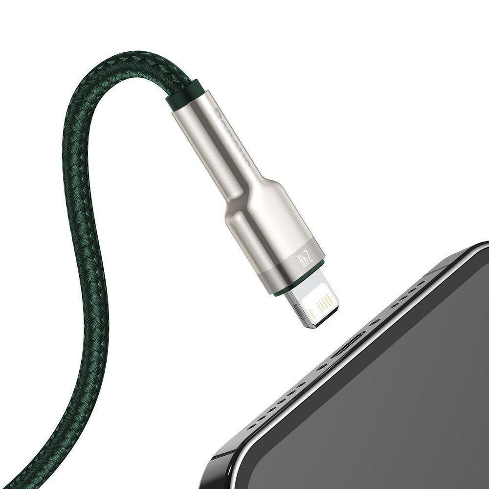 Cavo Dati e Ricarica USB-A - Lightning Baseus Cafule Metal Series, 18W, 2m, Verde CALJK-B06