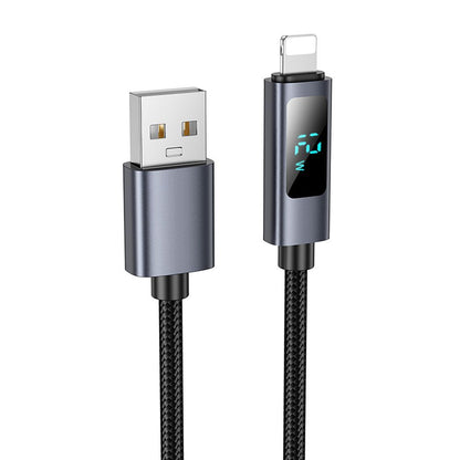Cavo Dati e Ricarica USB-A - Lightning HOCO Display X112, 18W, 1m, Nero