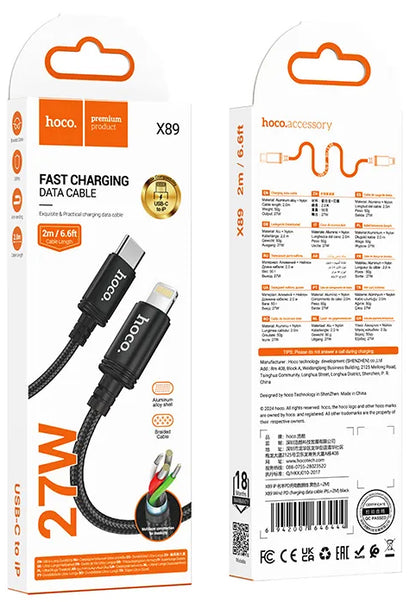 Cavo Dati e Ricarica USB-C - Lightning HOCO X89, 27W, 2m, Nero