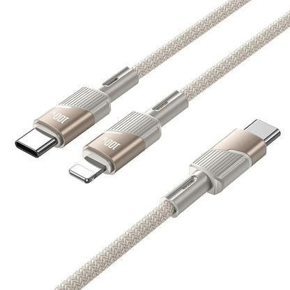 Cavo Dati e Ricarica USB-C - 2 x USB-C HOCO U139 2in1, 100W, 1.2m, Dorato