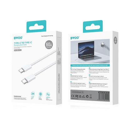 Cavo Dati e Ricarica USB-C - USB-C BWOO BO-X284, 60W, 2m, Bianco