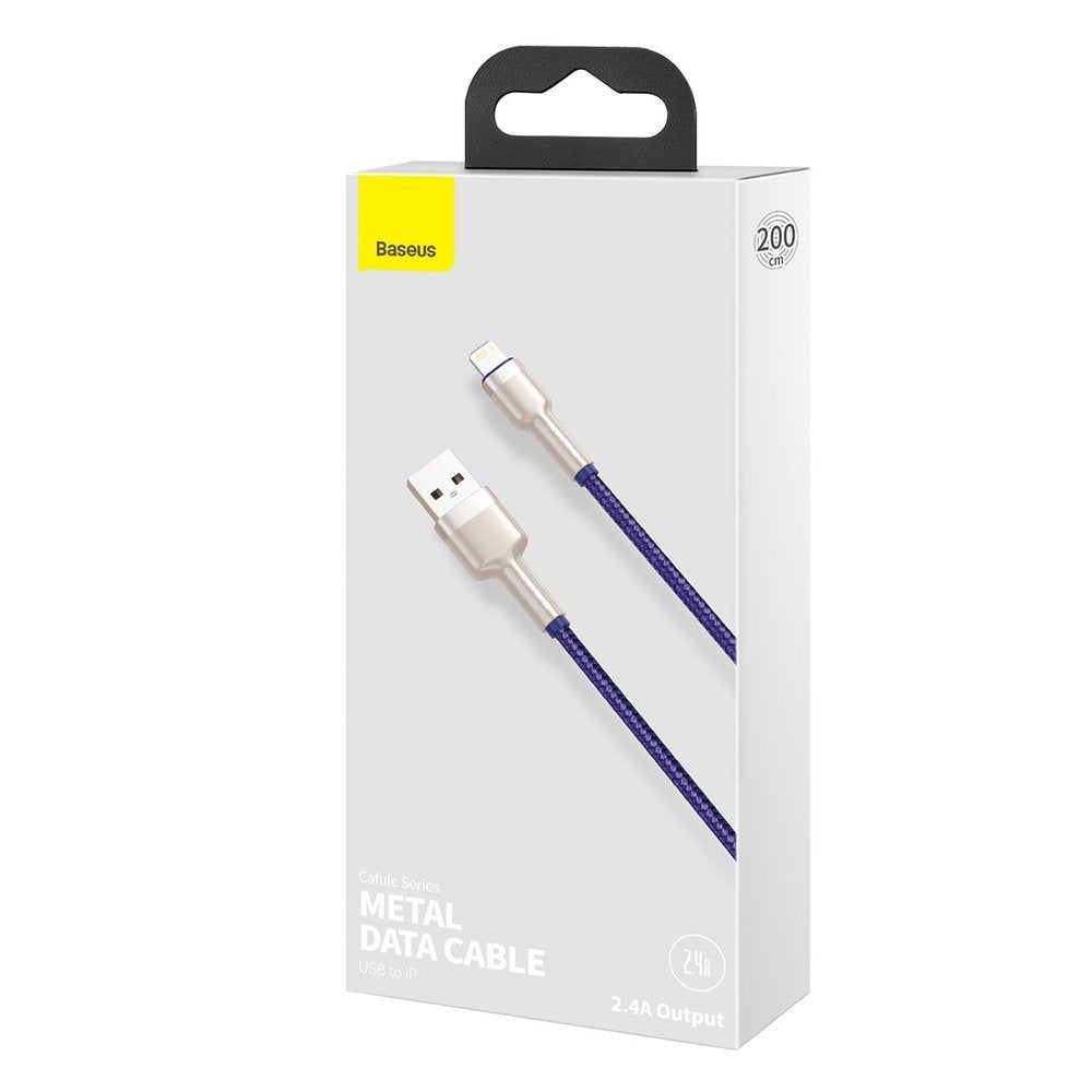 Cavo Dati e Ricarica USB-A - Lightning Baseus Cafule Metal Series, 18W, 2m, Viola CALJK-B05