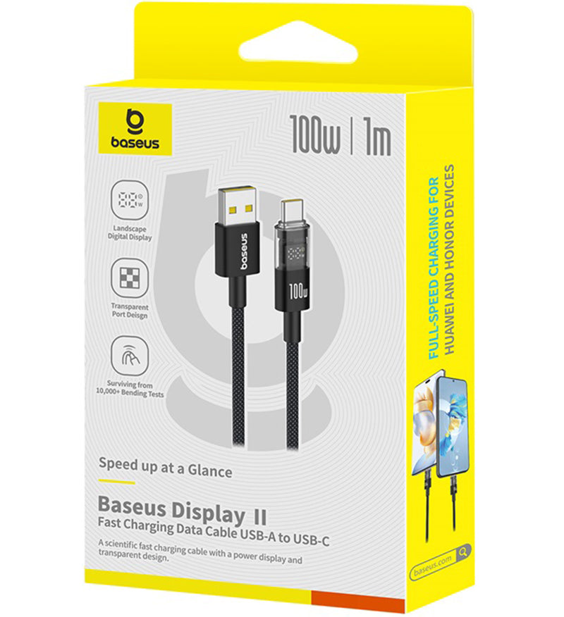 Cavo Dati e Ricarica USB-A - USB-C Baseus Display 2, 100W, 1m, Nero P10382701121-00