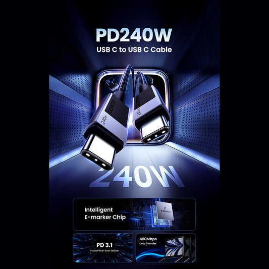 Cavo Dati e Ricarica USB-C - USB-C UGREEN L513, 240W, 2m, Nero