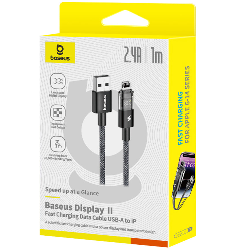 Cavo Dati e Ricarica USB-A - Lightning Baseus Display 2, 18W, 1m, Nero P10382700121-00