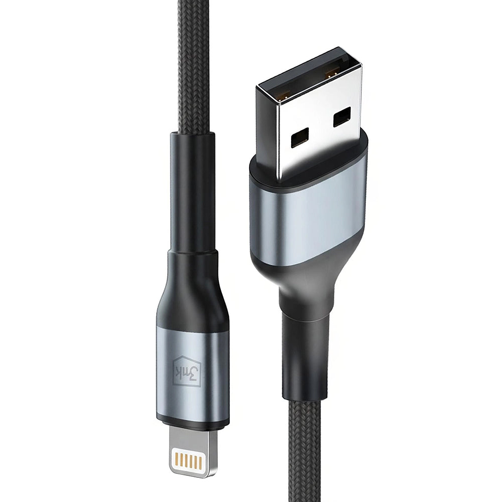 USB-A to Lightning Data and Charging Cable 3MK Hyper N, 12W, 1m, Black