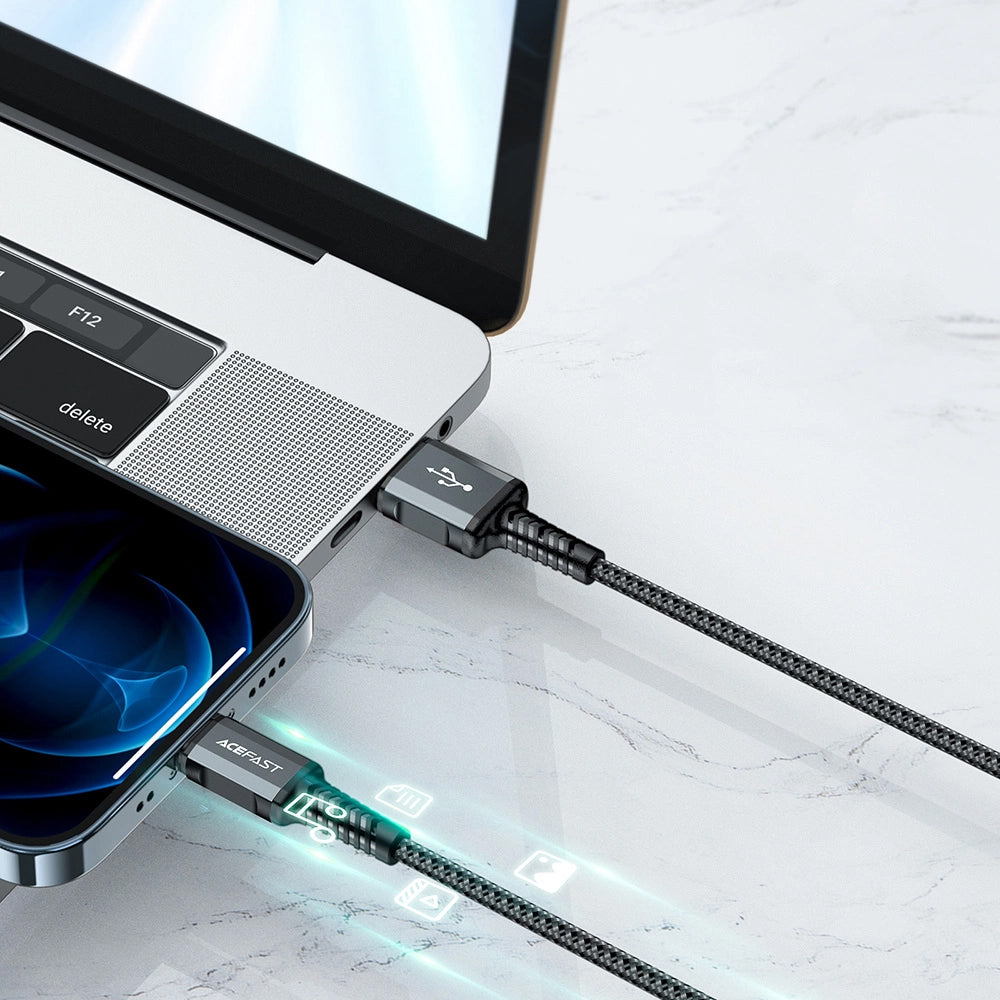 Cavo Dati e Ricarica USB-A - Lightning Acefast C1-02, 18W, 1.2m, Nero