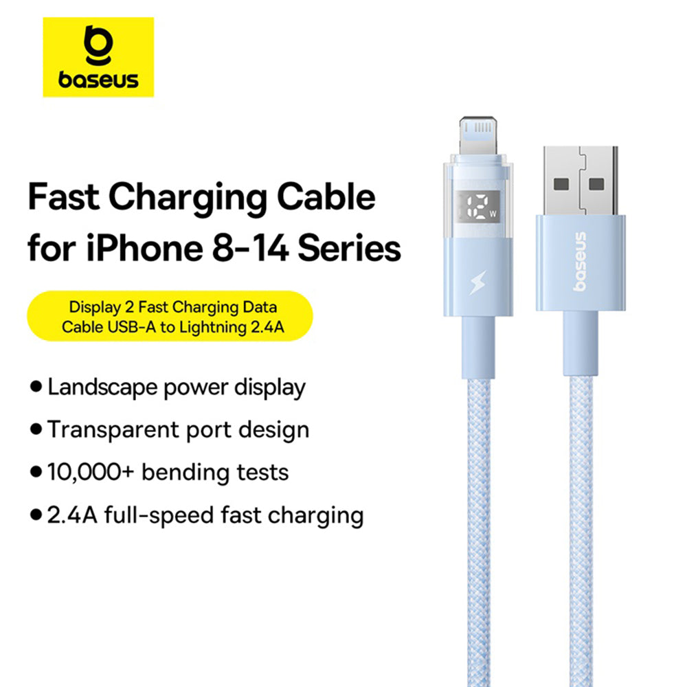 Cavo Dati e Ricarica USB-A - Lightning Baseus Display 2, 12W, 2m, Blu P10382700311-01