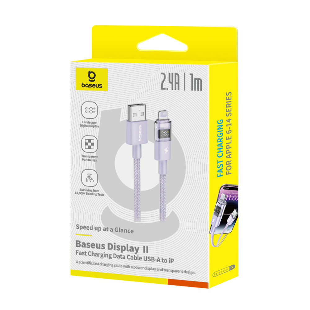 Cavo Dati e Ricarica USB-A - Lightning Baseus Display 2, 12W, 1m, Viola P10382700511-00
