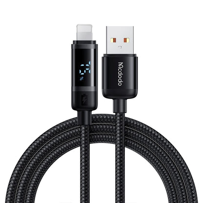 USB-A to Lightning McDodo CA-5000 Bat Display Data and Charging Cable, 18W, 1.2m, Black