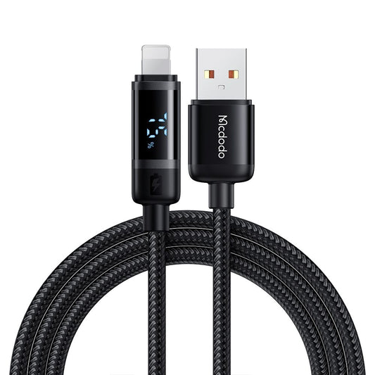 USB-A to Lightning McDodo CA-5000 Bat Display Data and Charging Cable, 18W, 1.2m, Black