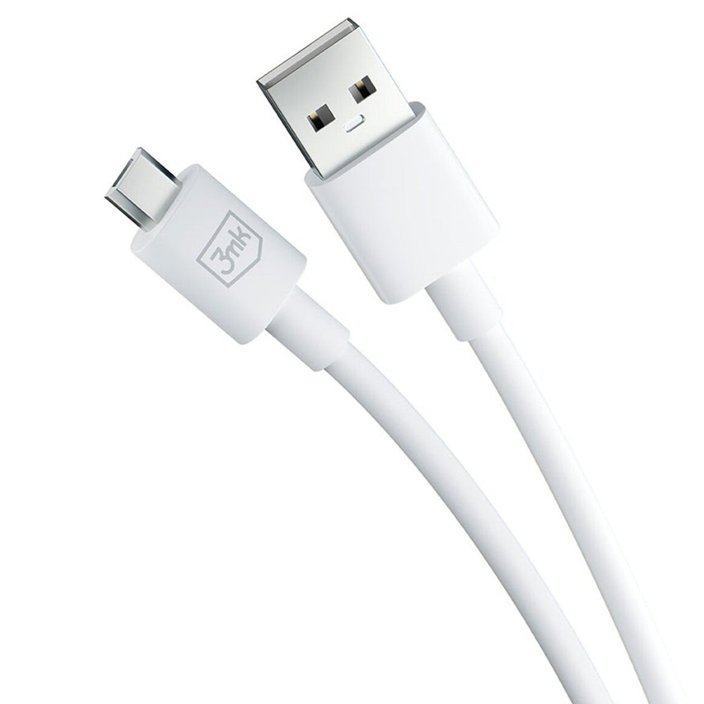 USB-A to microUSB Data and Charging Cable 3MK Hyper, 18W, 1.2m, White