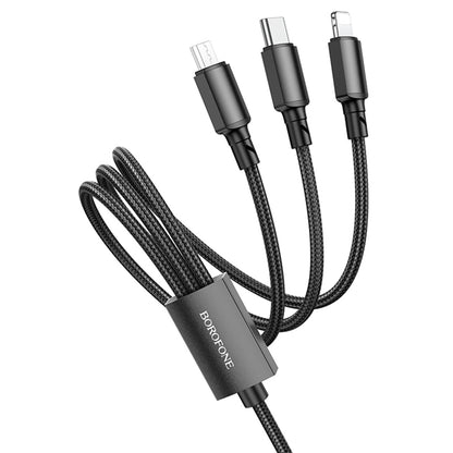 Cavo di Ricarica USB-A - Lightning / microUSB / USB-C Borofone BX72, 18W, 1m, Nero