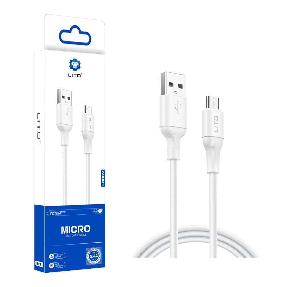 Cavo Dati e Ricarica USB-A - microUSB Lito LD06V, 18W, 1m, Bianco
