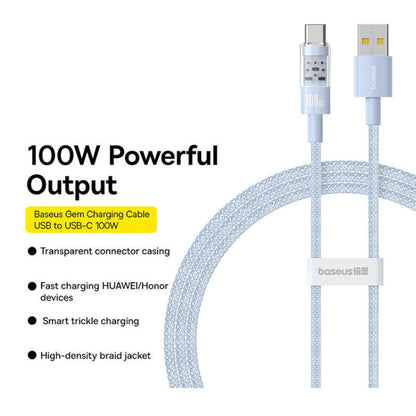 Cavo Dati e Ricarica USB-A - USB-C Baseus Gem, 100W, 1m, Blu P10373002311-00