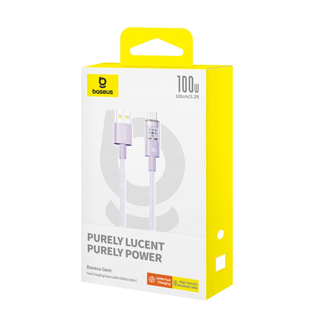 Baseus Gem USB-A to USB-C Data and Charging Cable, 100W, 1m, Purple P10373002511-00