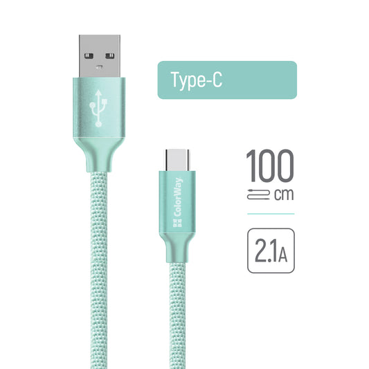 Cavo Dati e Ricarica USB-A - USB-C ColorWay CW-CBUC003, 18W, 1m, Verde