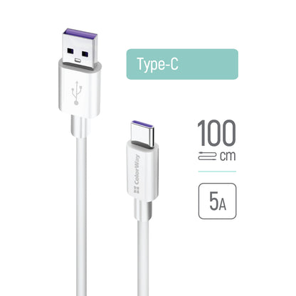 Cavo Dati e Ricarica USB-A - USB-C ColorWay CW-CBUC019, 18W, 1m, Bianco