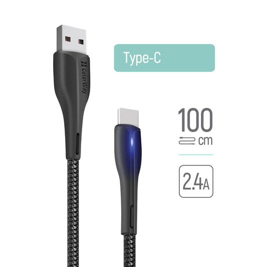 Cavo Dati e Ricarica USB-A - USB-C ColorWay CW-CBUC034, 18W, 1m, Nero