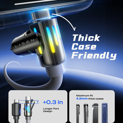 Cavo Dati e Ricarica USB-A / USB-C - Lightning / USB-C Lisen 4in1, 240W, 2m, Grigio YL0124110002