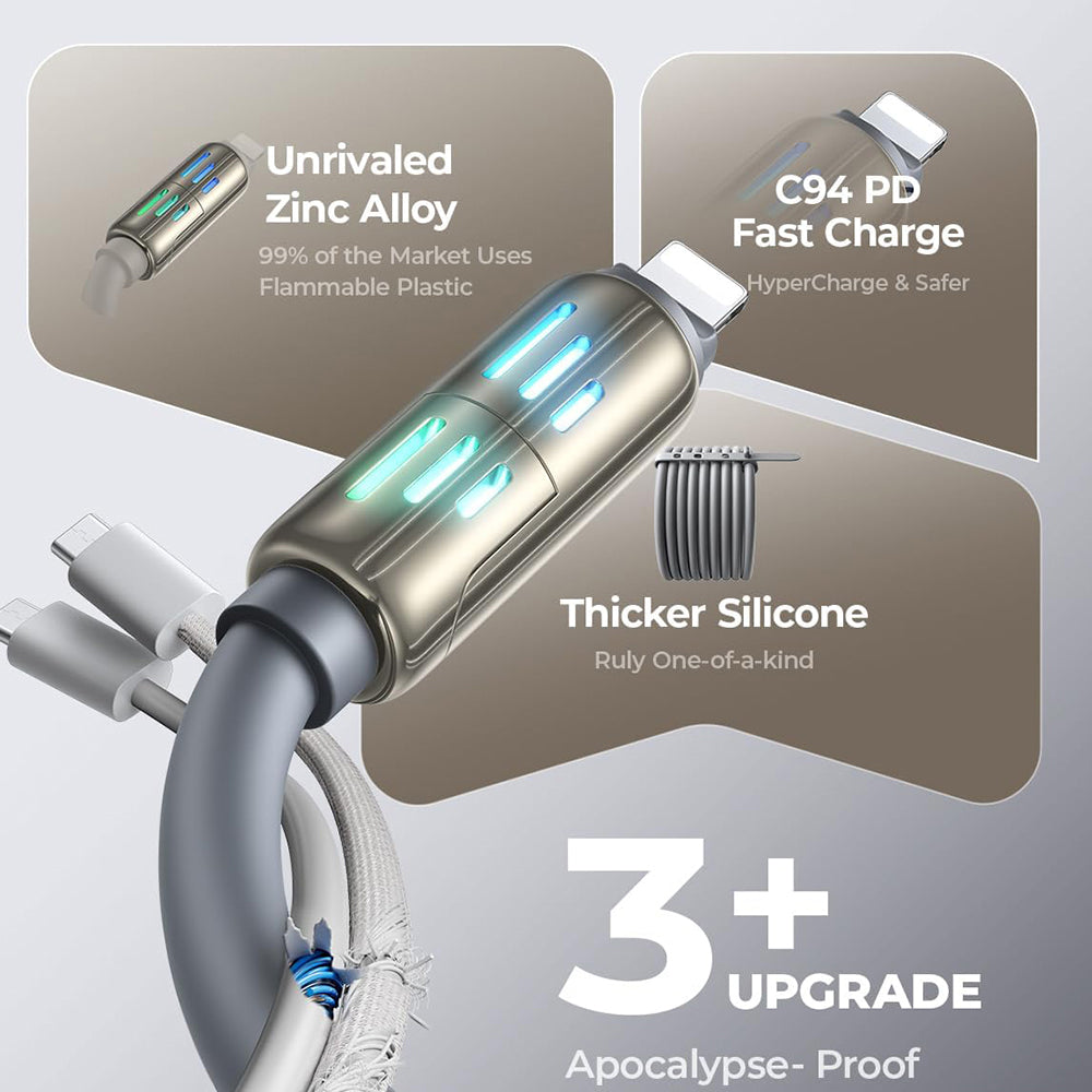Cavo Dati e Ricarica USB-A / USB-C - Lightning / USB-C Lisen 4in1, 240W, 2m, Grigio YL0124110002