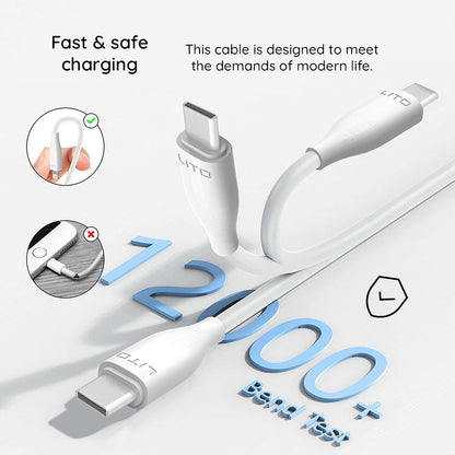 Cavo Dati e Ricarica USB-A - USB-C Lito LD03T, 18W, 1m, Bianco