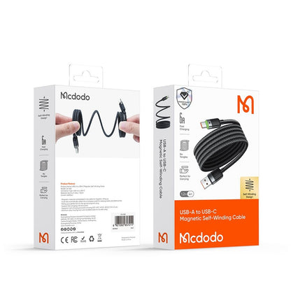 Cavo Dati e Ricarica USB-A - USB-C McDodo CA-5650 Self Winding, 66W, 1.2m, Nero