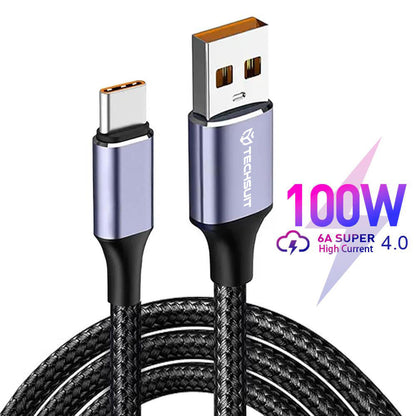 Cavo Dati e Ricarica USB-A - USB-C Techsuit PCB018, 100W, 1m, Nero