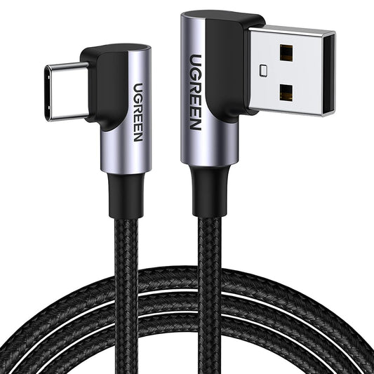 Cavo Dati e Ricarica USB-A - USB-C UGREEN US176 Angled, 18W, 3m, Grigio