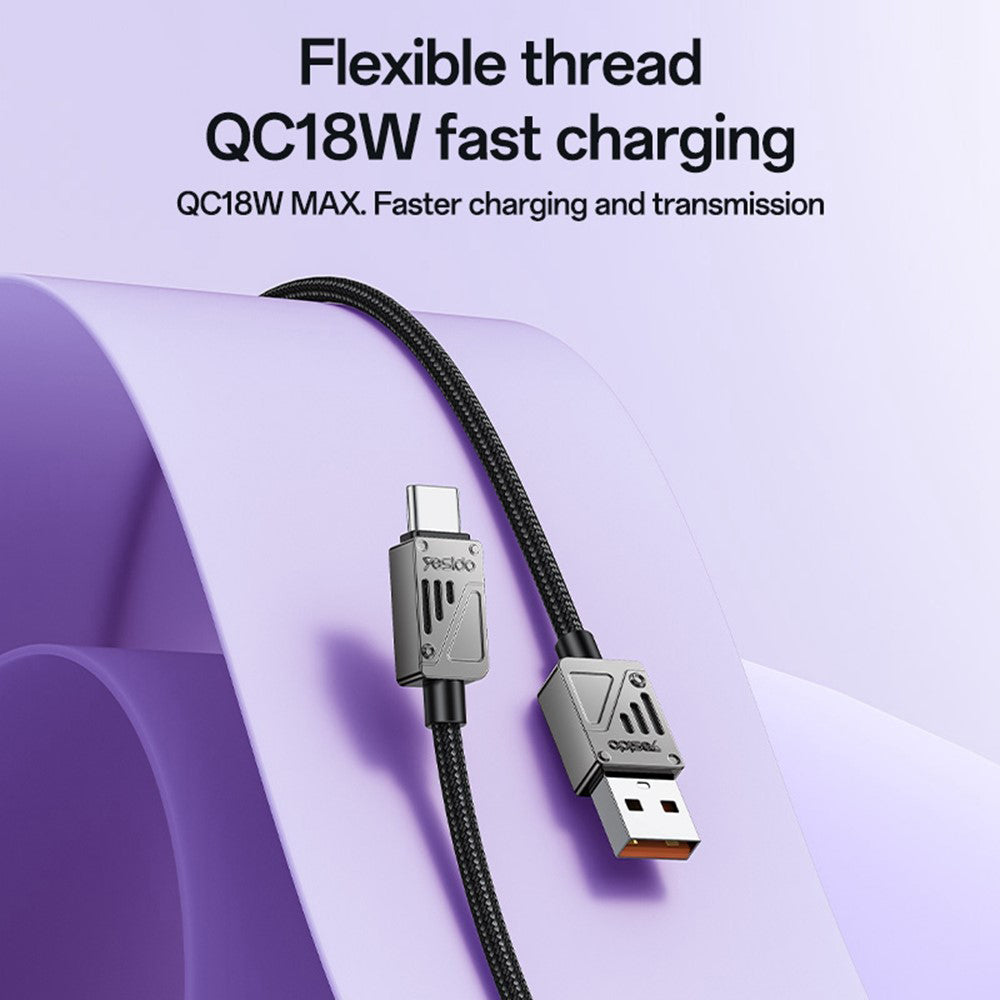 Cavo Dati e Ricarica USB-A - USB-C Yesido CA135C, 18W, 1.2m, Nero