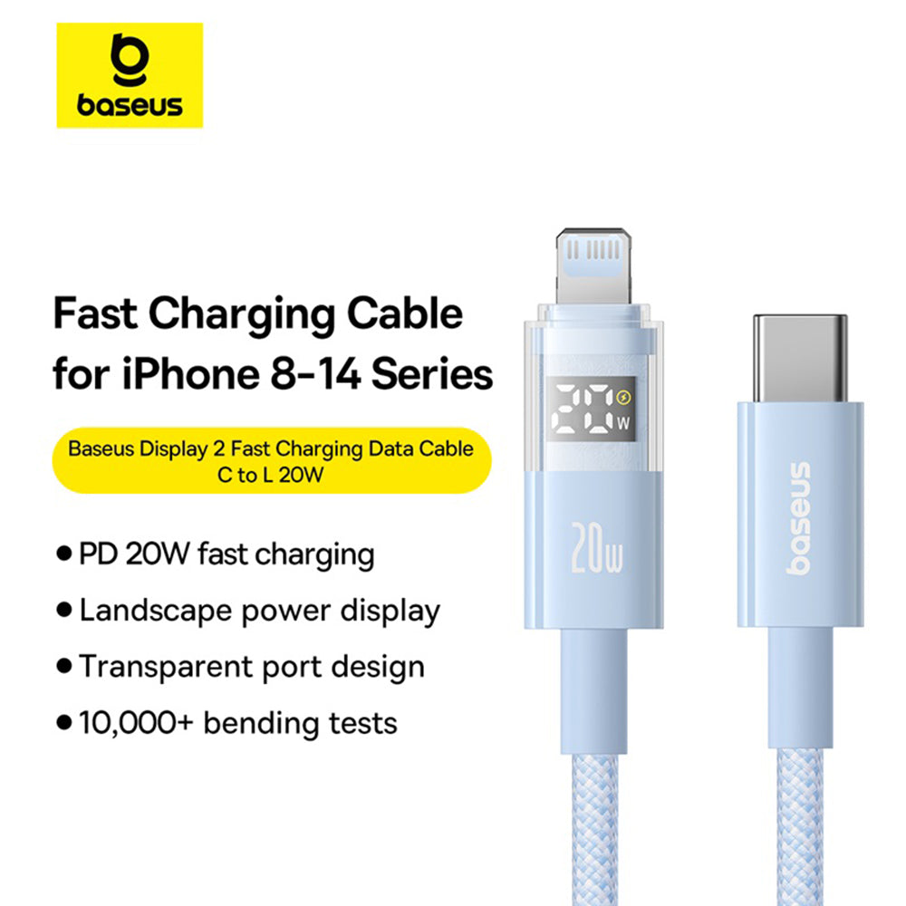 USB-C to Lightning Data and Charging Cable Baseus Display 2, 20W, 2m, Blue P10382703311-01