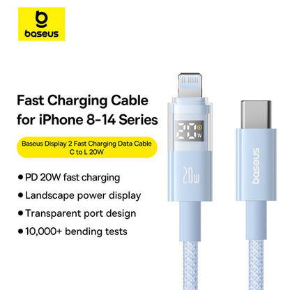 USB-C to Lightning Data and Charging Cable Baseus Display 2, 20W, 2m, Blue P10382703311-01