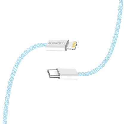 Cavo Dati e Ricarica USB-C - Lightning ColorWay CW-CBPDCL061, 27W, 1m, Blu