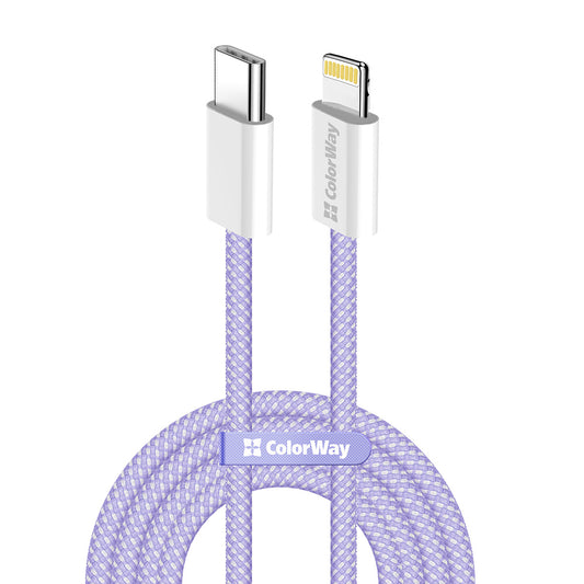 Cavo Dati e Ricarica USB-C - Lightning ColorWay CW-CBPDCL061, 27W, 1m, Viola