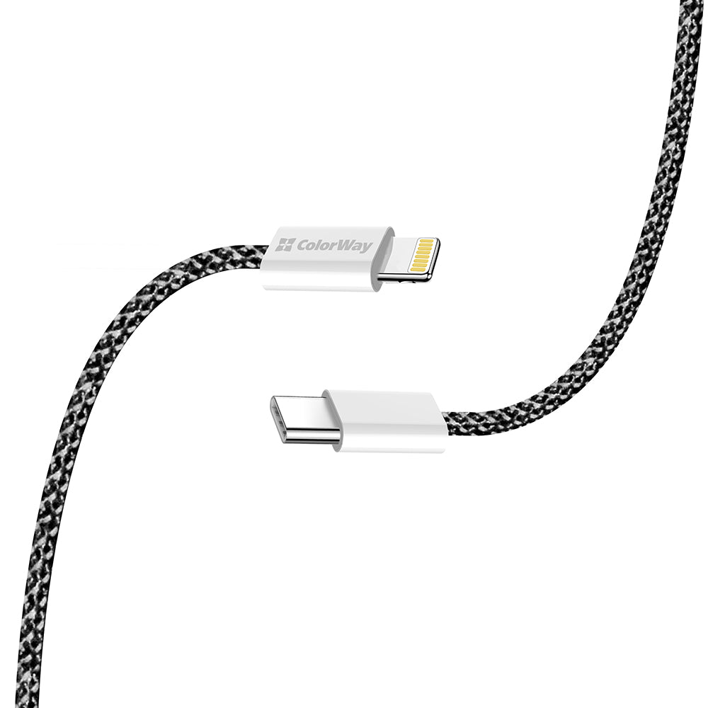 USB-C to Lightning Data and Charging Cable ColorWay CW-CBPDCL061, 27W, 1m, Black