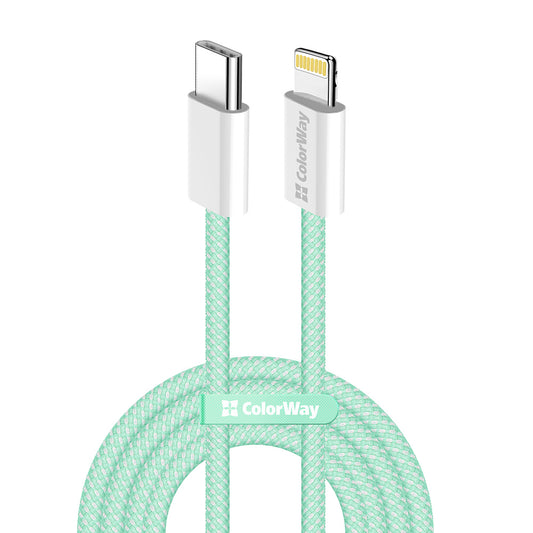 Cavo Dati e Ricarica USB-C - Lightning ColorWay CW-CBPDCL061, 27W, 1m, Verde