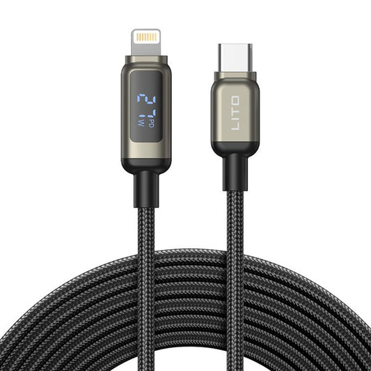USB-C to Lightning Data and Charging Cable Lito LD15 Display, 27W, 1m, Black
