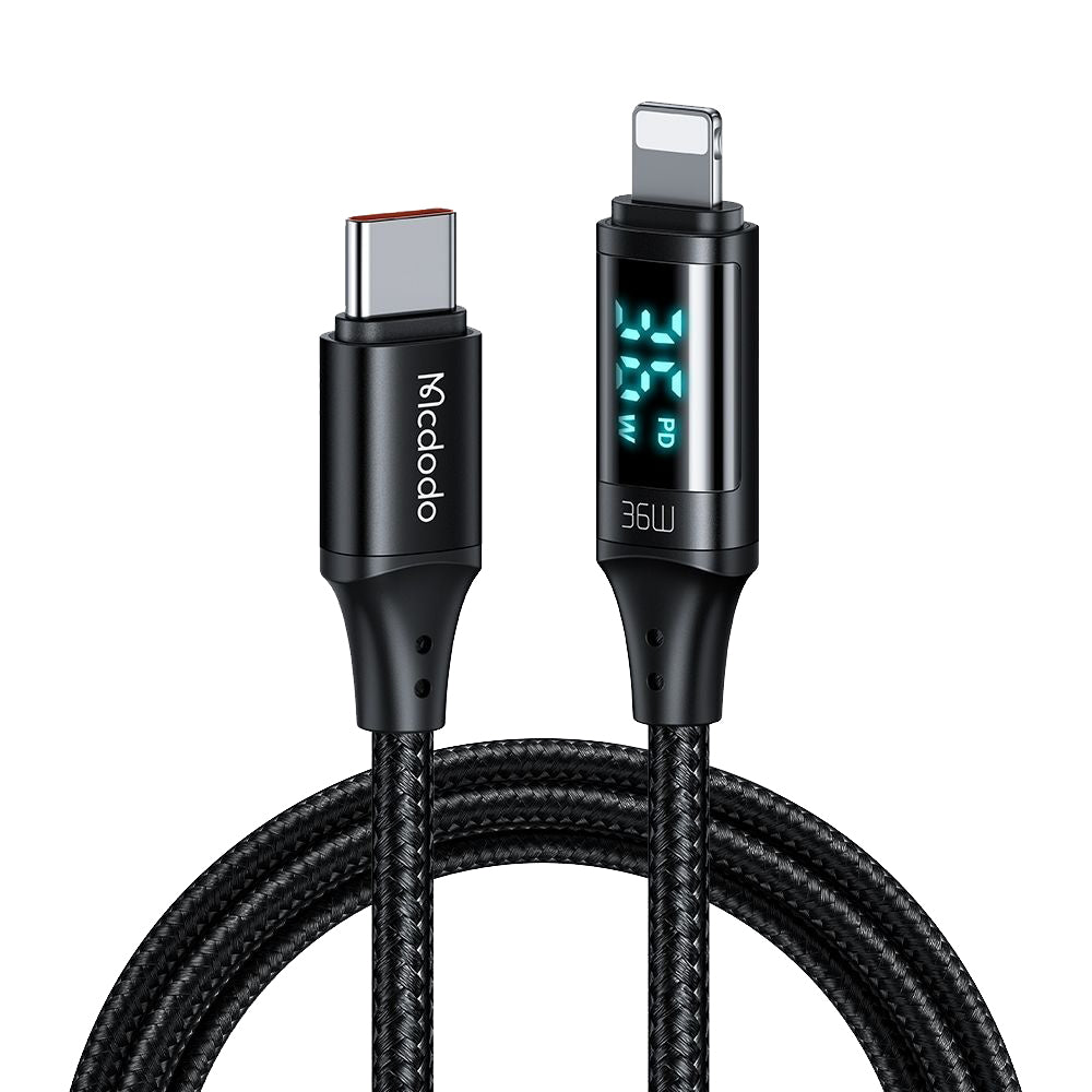 Cavo Dati e Ricarica USB-C - Lightning McDodo CA-1030 Display, 36W, 1.2m, Nero