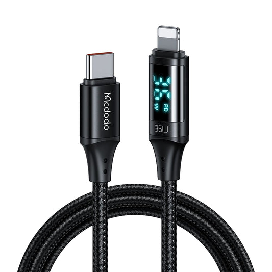 Cavo Dati e Ricarica USB-C - Lightning McDodo CA-1030 Display, 36W, 1.2m, Nero