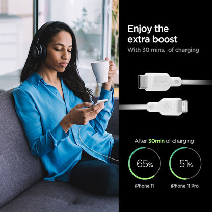 Cavo Dati e Ricarica USB-C - Lightning Spigen Durasync, 20W, 1m, Bianco, Set 2 pezzi