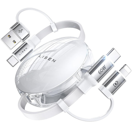 Cavo dati e ricarica USB-C / USB-A - USB-C / Lightning Lisen, 60W, 1m, Bianco YL0123030001