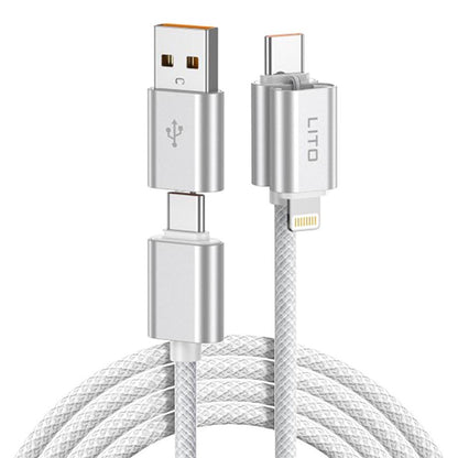 Cavo Dati e Ricarica USB-C / USB-A - USB-C / Lightning Lito LD21, 100W, 1m, Bianco