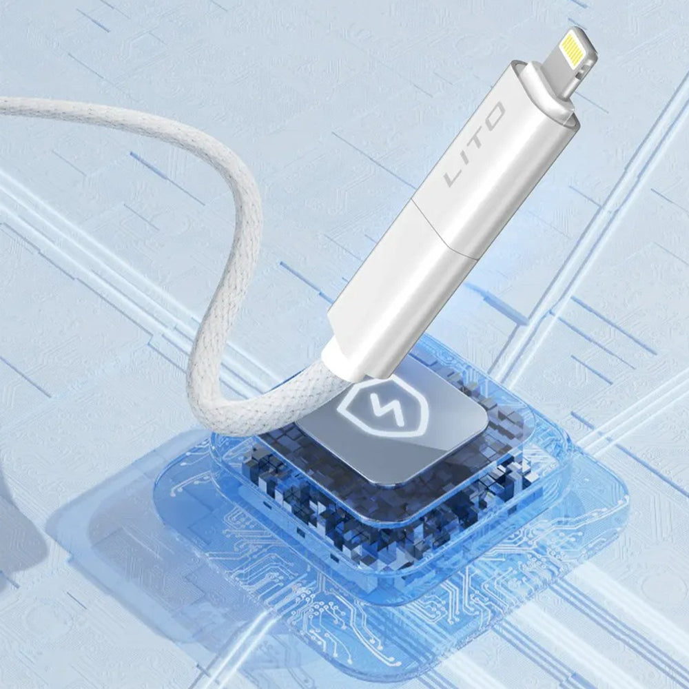 Cavo Dati e Ricarica USB-C / USB-A - USB-C / Lightning Lito LD21, 100W, 1m, Bianco