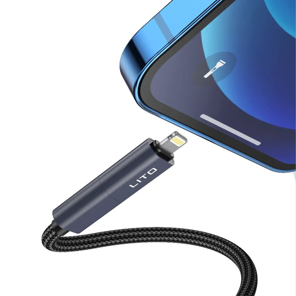 Cavo Dati e Ricarica USB-C / USB-A - USB-C / Lightning Lito LD21, 100W, 1m, Nero