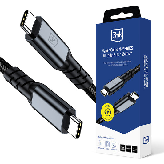 Cavo Dati e Ricarica USB-C - USB-C 3MK Hyper Thunderbolt 4, 240W, 1m, Nero